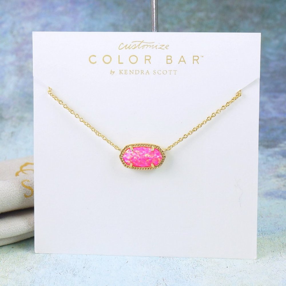 Kendra Scott Elisa Bright Pink Kyocera Opal Necklace Gold Plated
